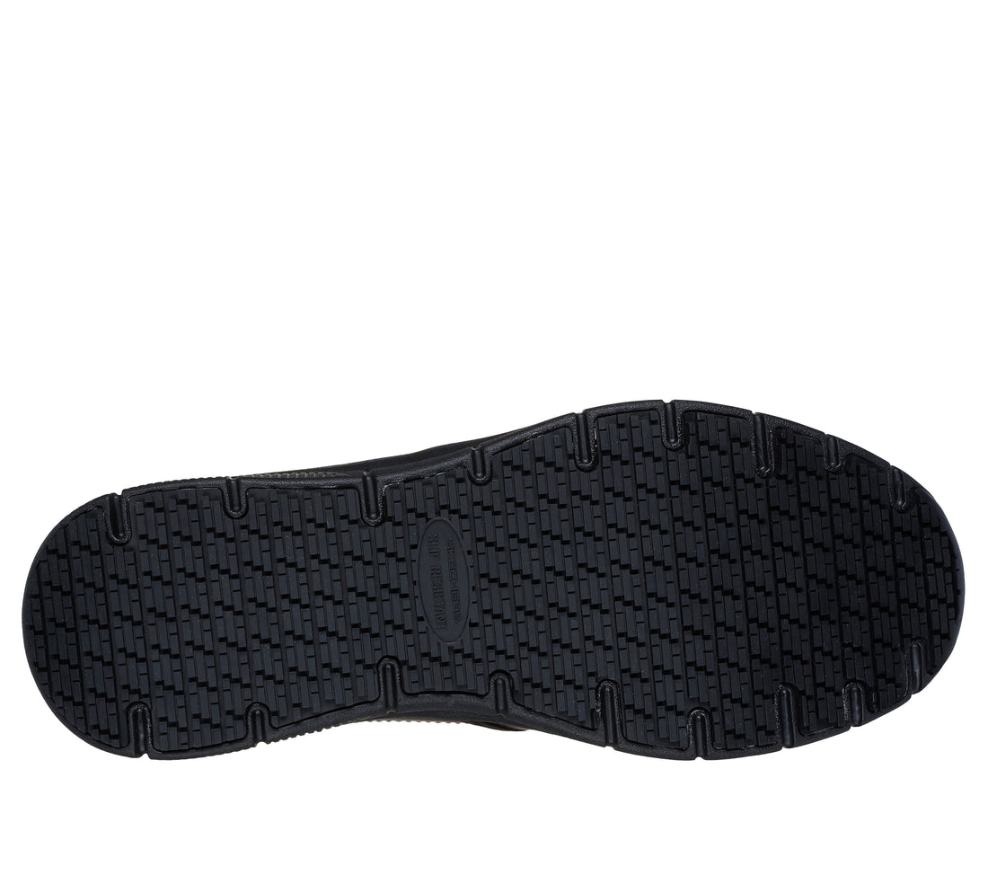 SKECHERS-Travail Slip ins Work Nampa Broxtin Hommes Travail en cuir noir synthetic