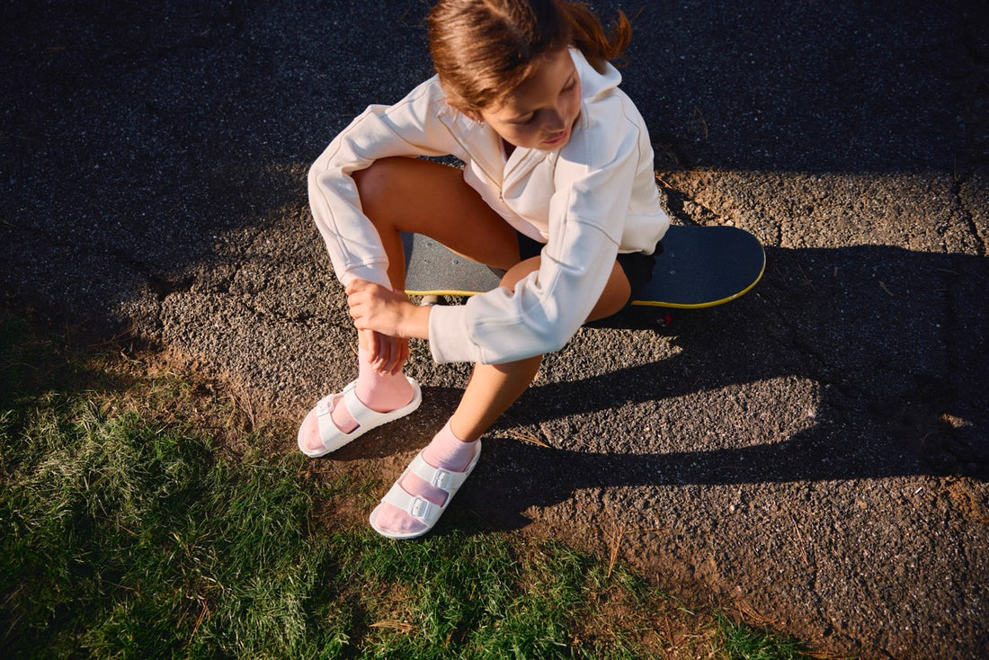 Birkenstock Arizona Sandals Kids Sports in White - Product view