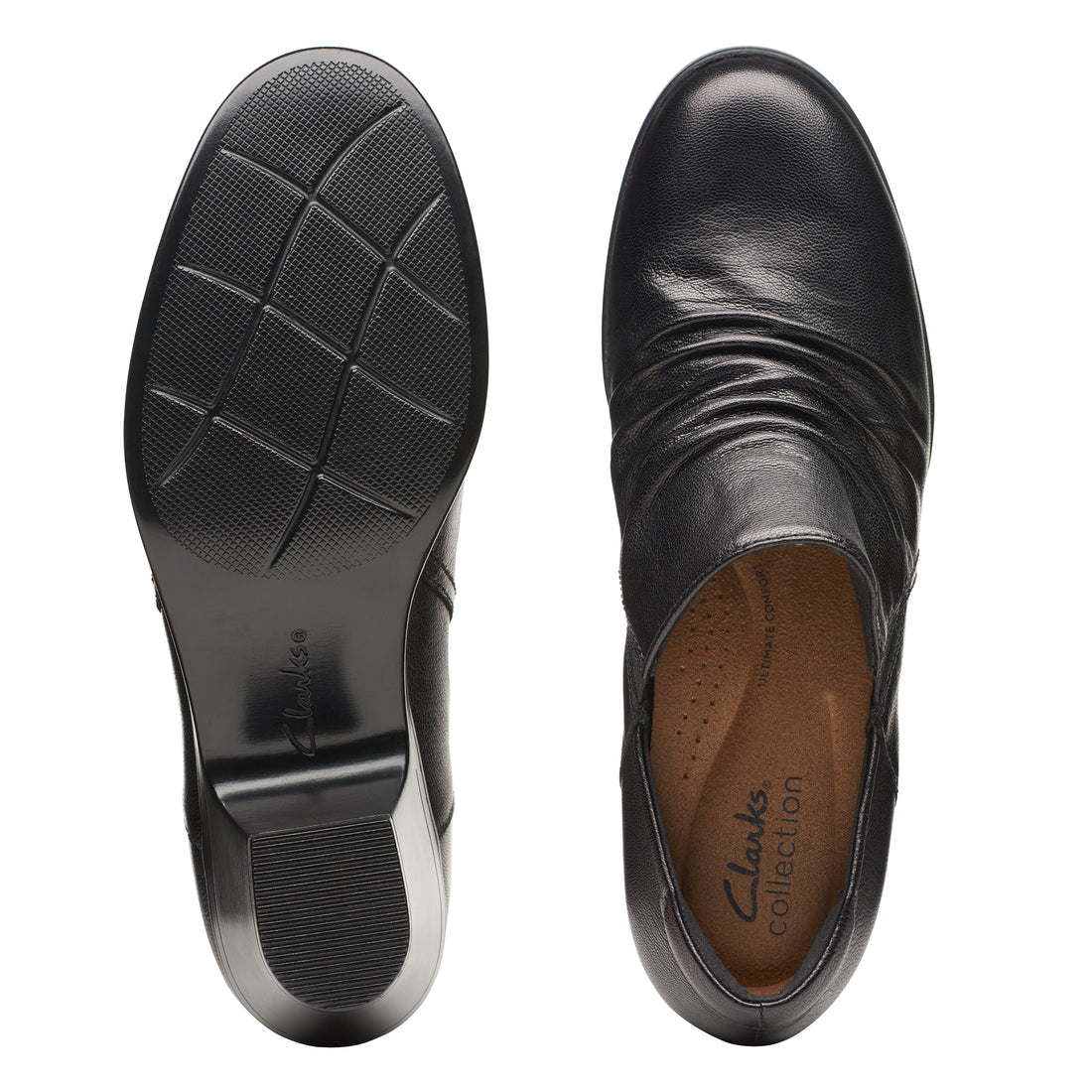 CLARKS Emily2-Cove-Wide Femmes Décontractées en cuir noir