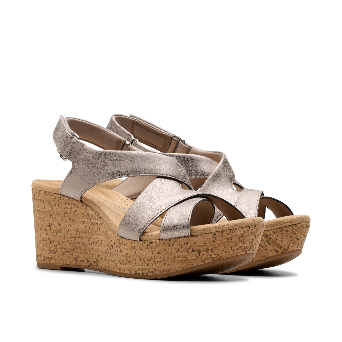 CLARKS Rose Style Taupe  Femmes Décontractées en cuir taupe métallique de qualité supérieure