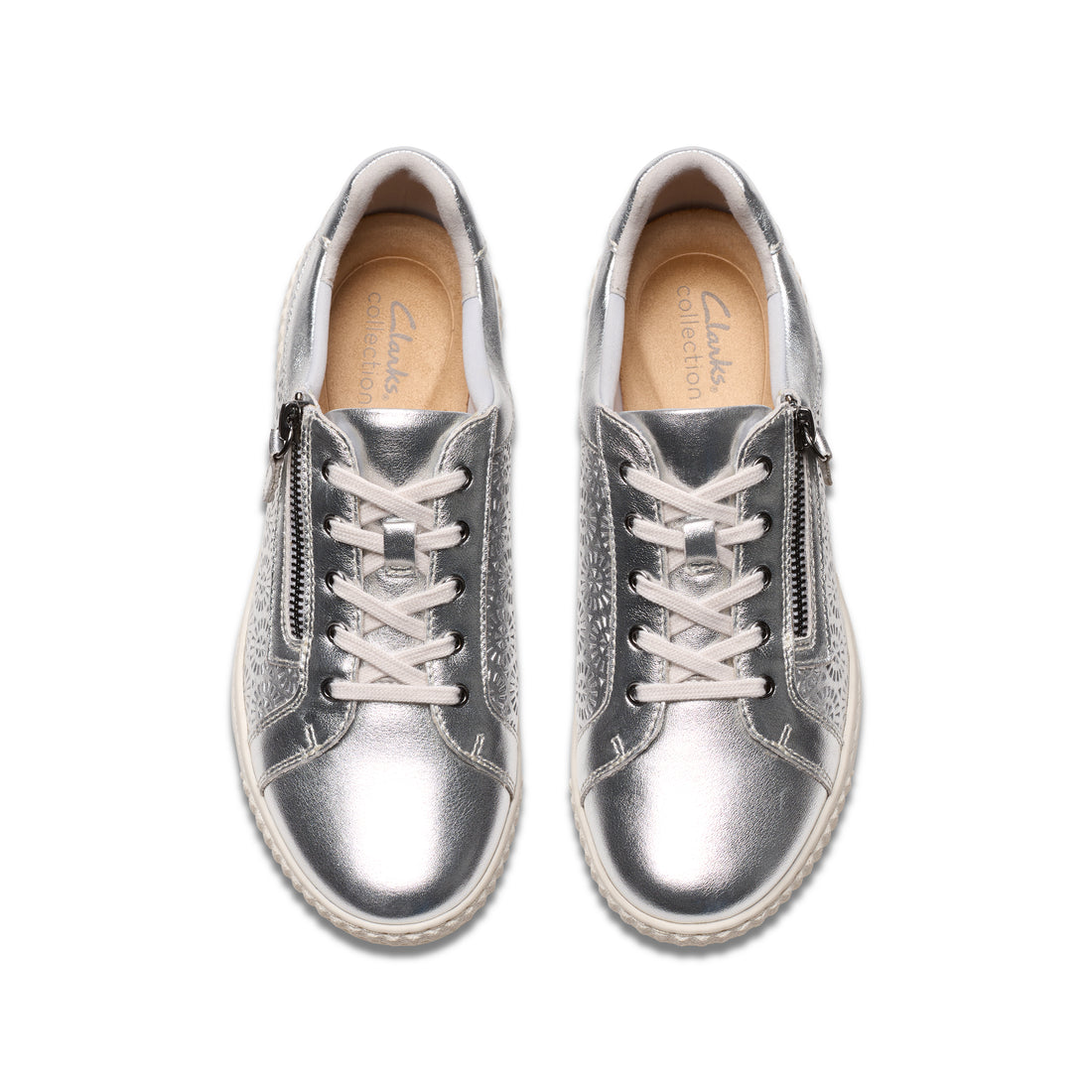 CLARKS Caroline Rio women sneaker in Silver-Leather – product view