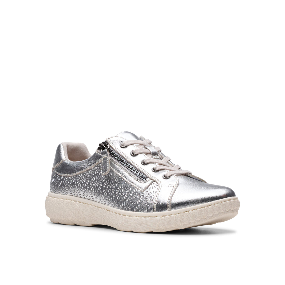 CLARKS Caroline Rio women sneaker in Silver-Leather – product view
