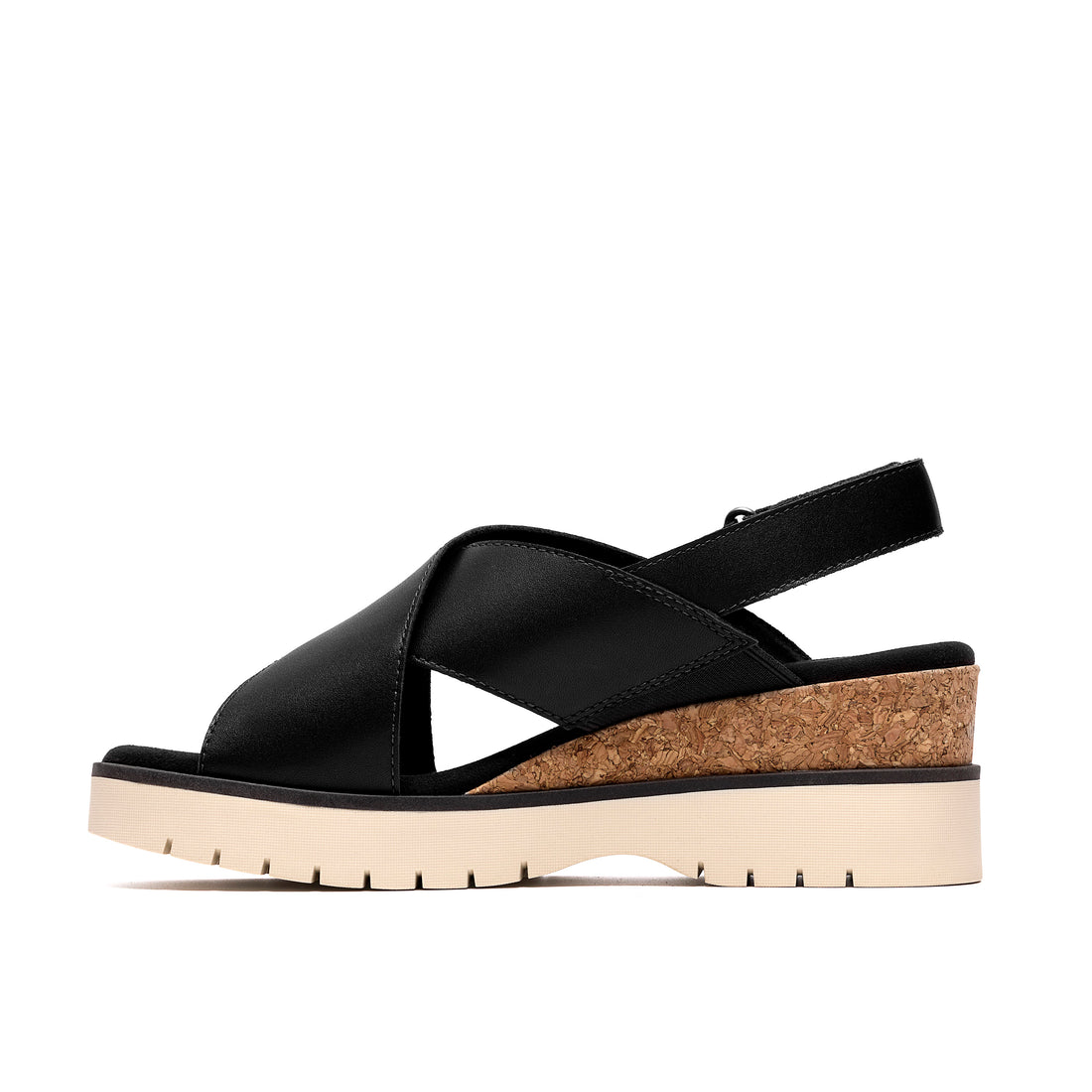 CLARKS Diaz Cross Noir Femmes Décontractées en cuir noir de qualité supérieure