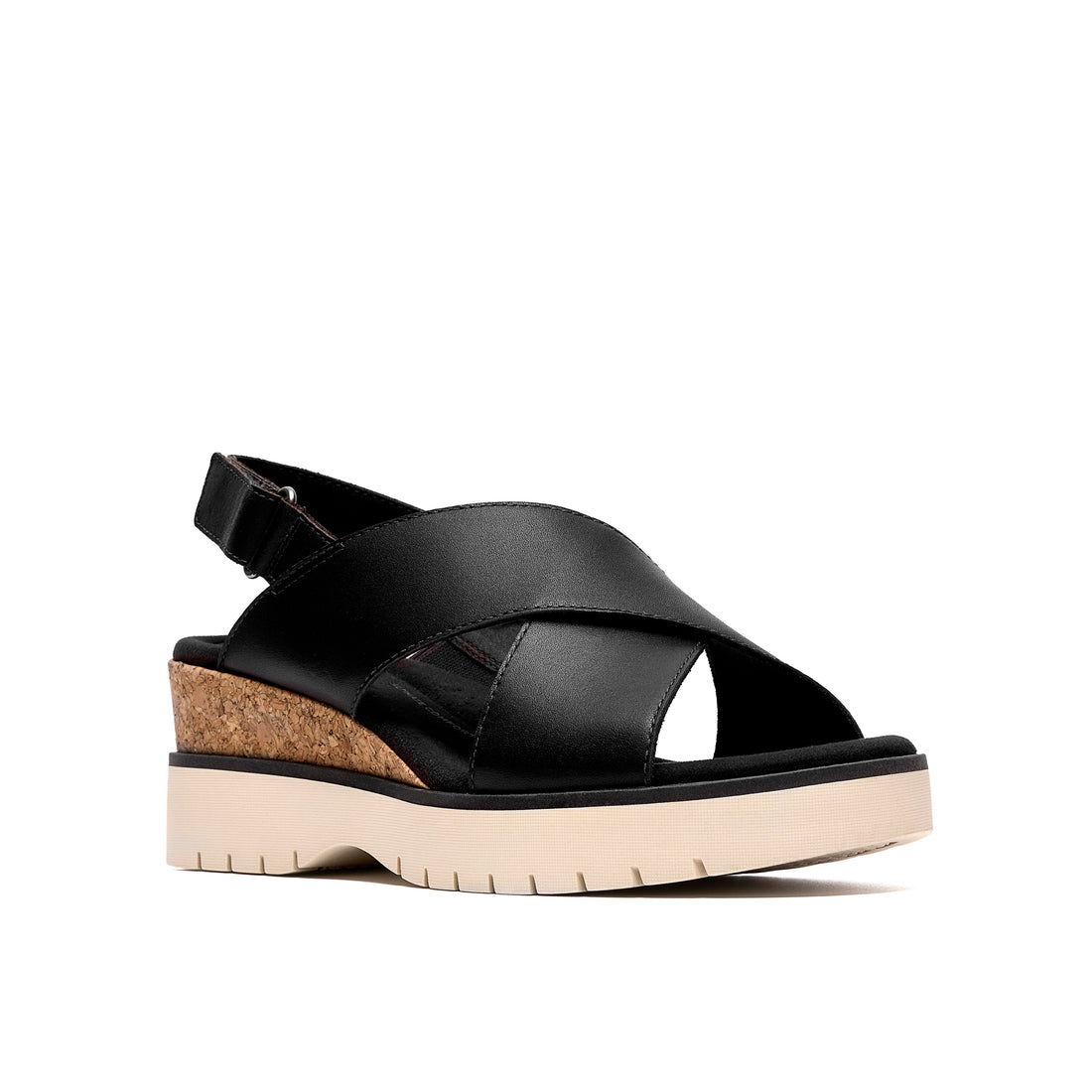 CLARKS Diaz Cross Noir Femmes Décontractées en cuir noir de qualité supérieure