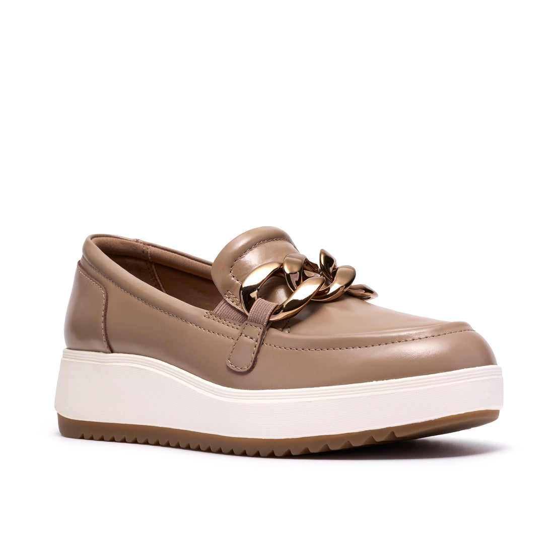 CLARKS Zylah-May  Femmes Habillées en cuir taupe de qualité supérieure avec accent de chaîne métallique