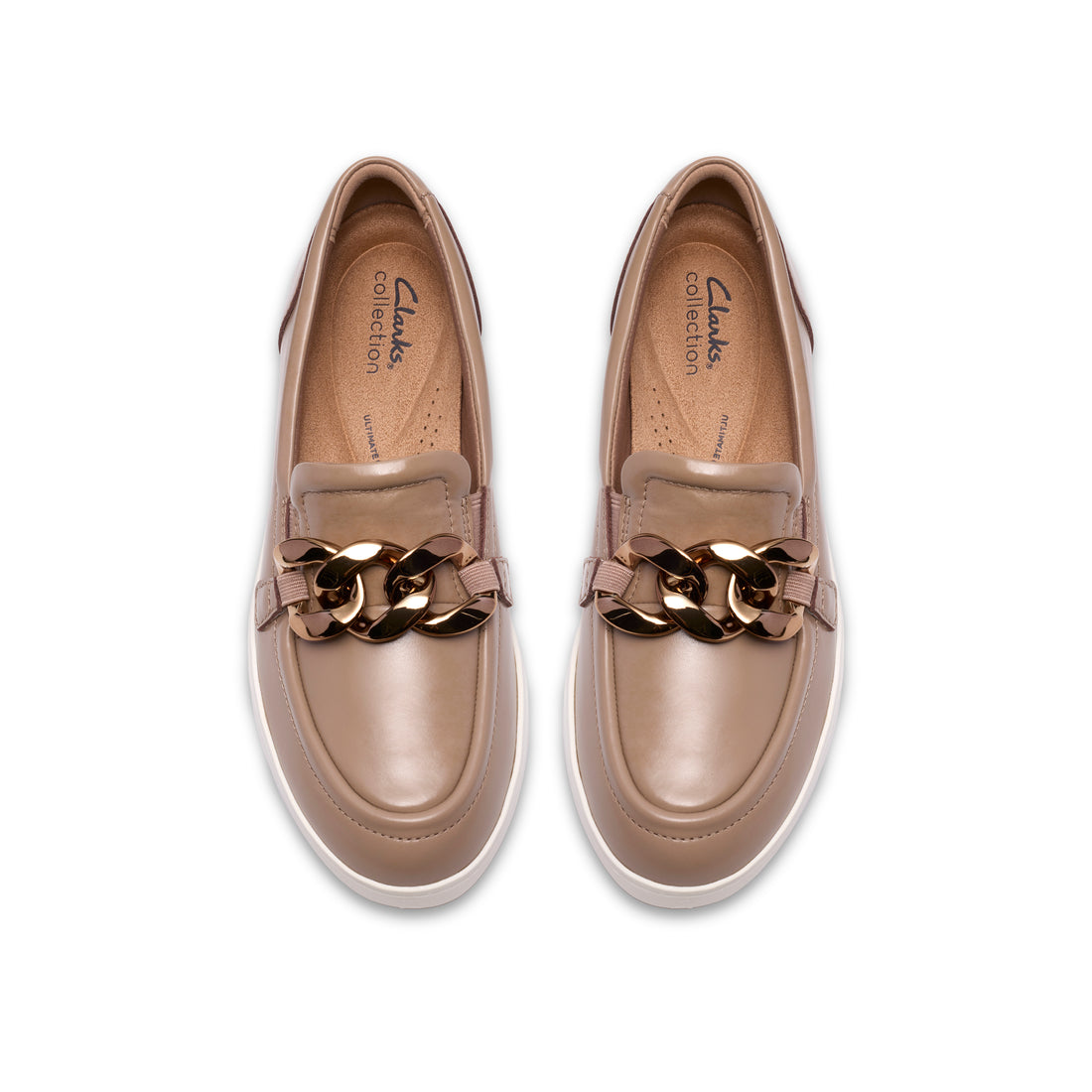 CLARKS Zylah-May  Femmes Habillées en cuir taupe de qualité supérieure avec accent de chaîne métallique