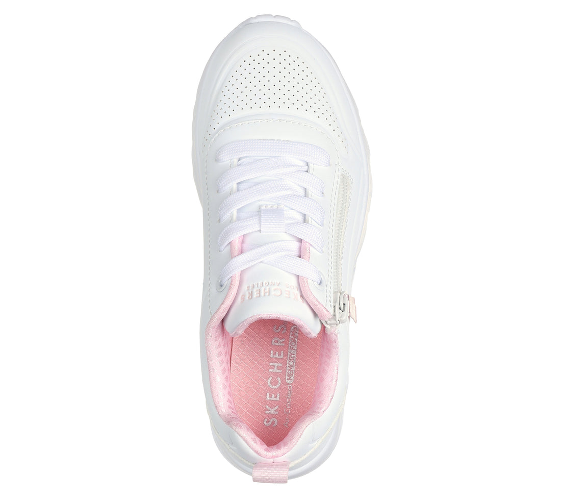 SKECHERS Uno-Lite-Easy-Zip kids sneaker in white – product view