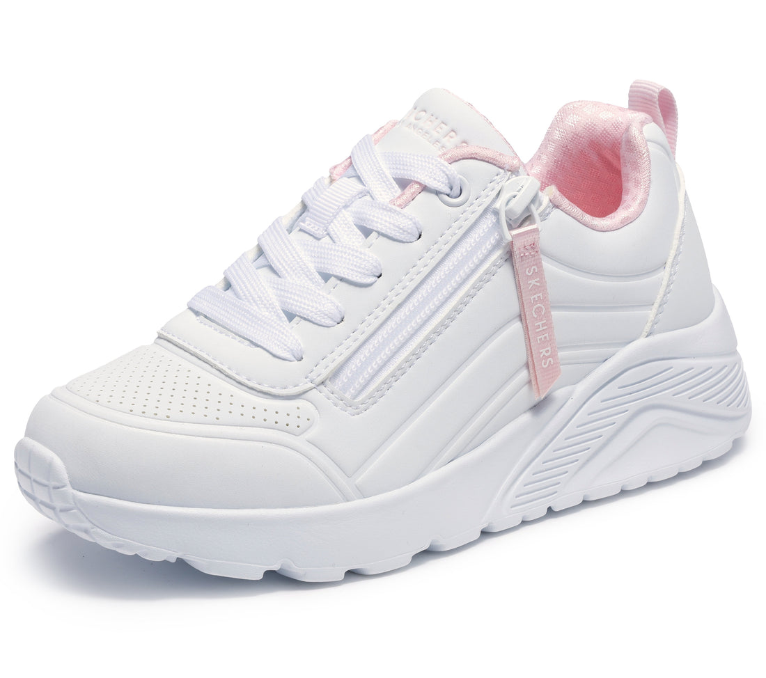 SKECHERS Uno-Lite-Easy-Zip kids sneaker in white – product view