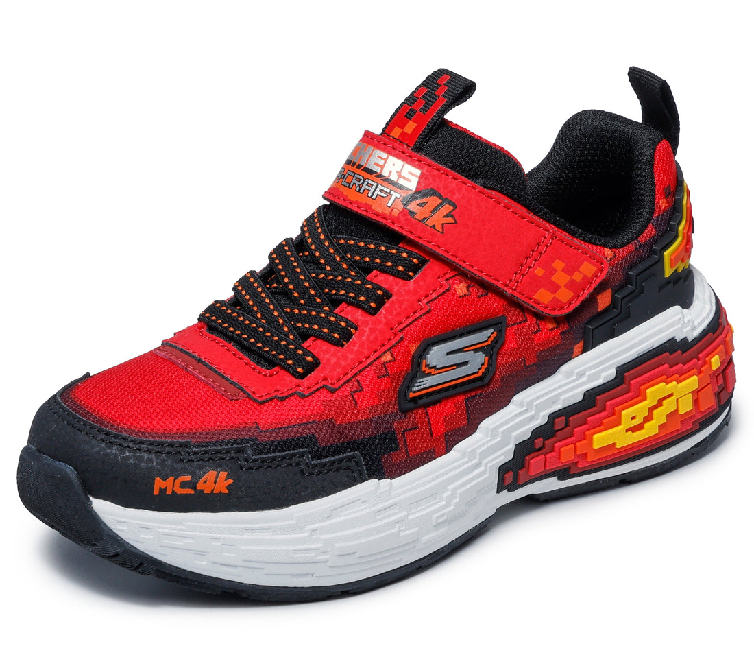 SKECHERS Mega Craft 4k Enfants performance Style audacieux rouge et noir 