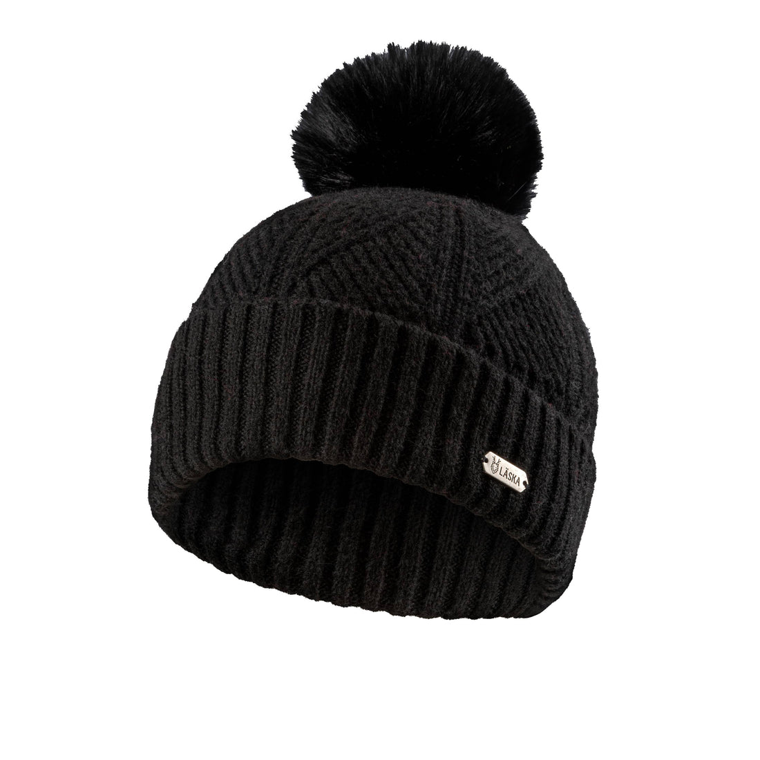 77-134 Ribbed Cuffed Knit Pompom Hat