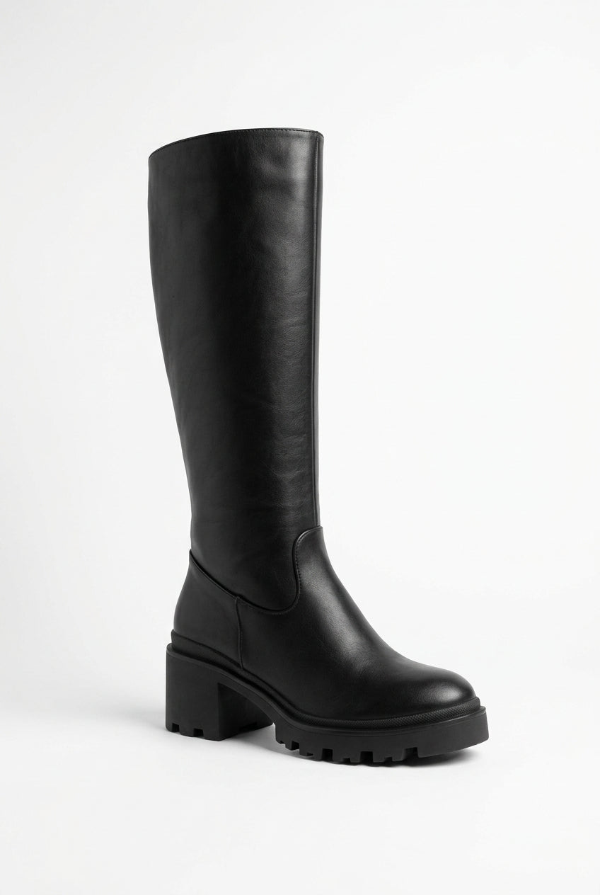 AQUA MODA Smooth Too Women Casual Tall Boots Black - product view