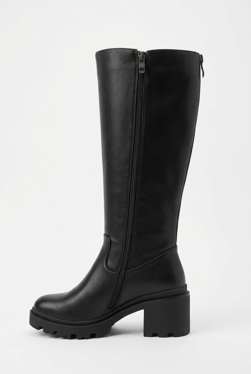 AQUA MODA Smooth Too Women Casual Tall Boots Black - product view