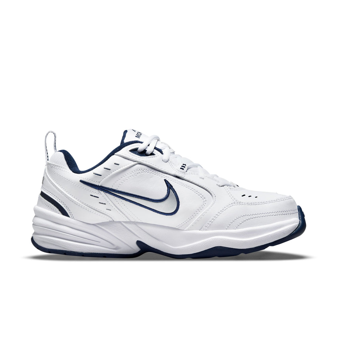 NIKE Air Monarch IV M men sneaker in WHITE/METALLIC-SILVER-MIDNIGHT-NAVY – product view