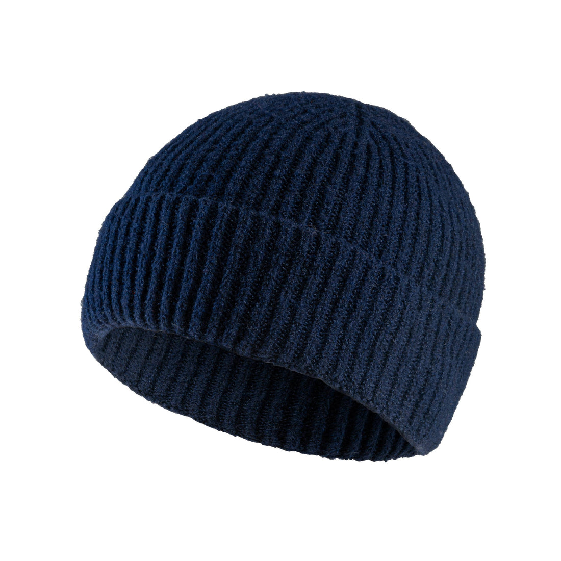 LASKA 77-138 Ribbed Cuffed Knit Beanie Femme Tuques Navy - product view