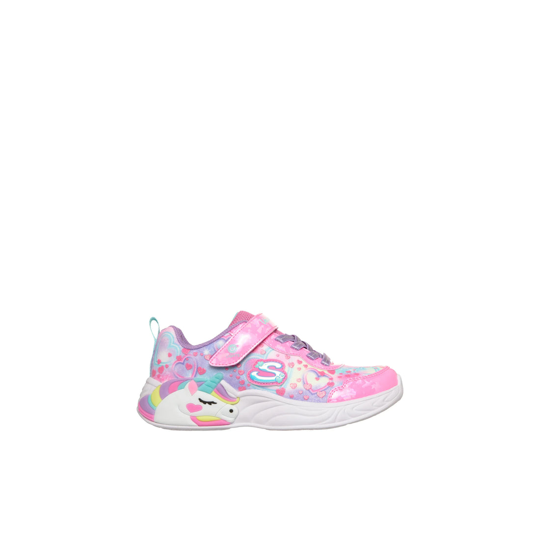 SKECHERS S Lights Unicorn Dreams Heart Spark kids performance in Pink multi colourway – product view