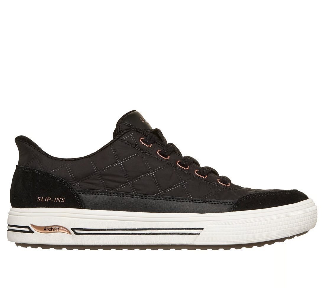 Skechers Slip-ins- Arch Fit Arcade - Cozy Fit Cuddle Steps W Women Shoes Sneakers in black - product view