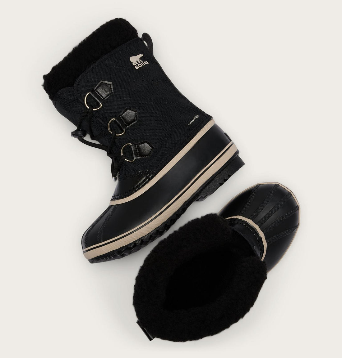 Sorel Big Kids Yoot Pac Nylon WP Kids Boots Winter in black - product view
