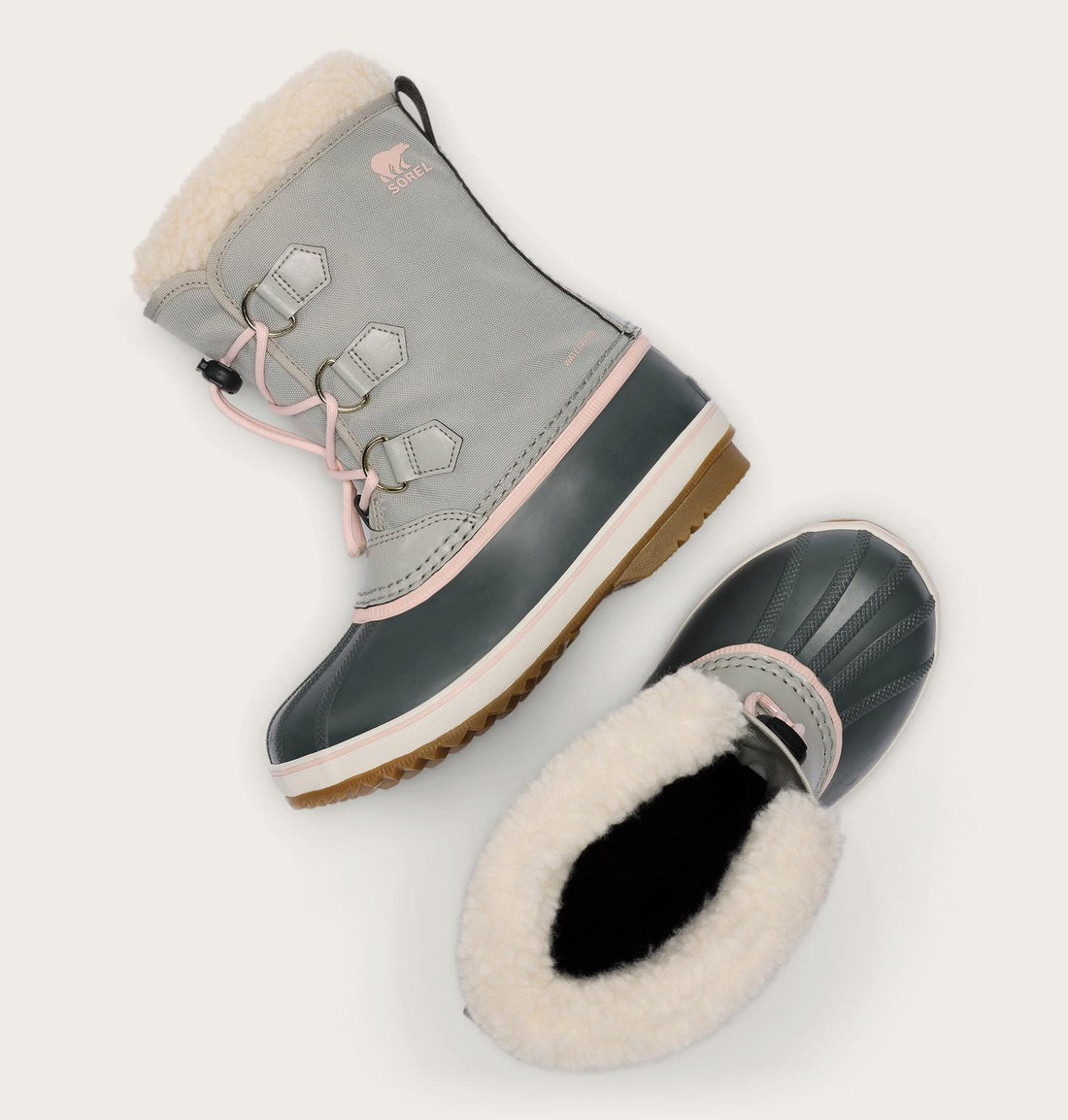 Sorel Big Kids Yoot Pac Nylon WP Kids Boots Winter in grey - product view