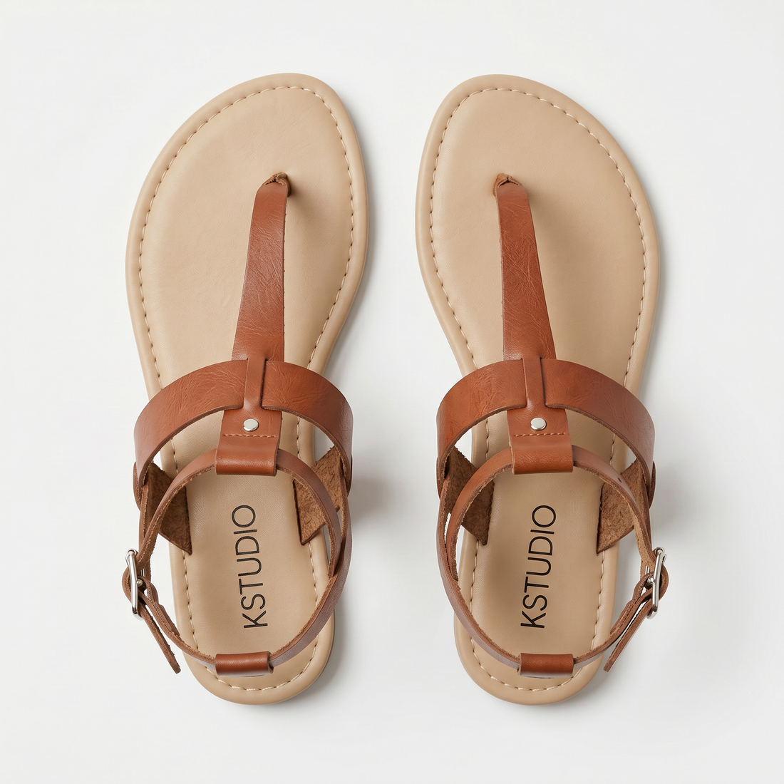 K STUDIO Pansy Flat W Women Casual Sandals Tan