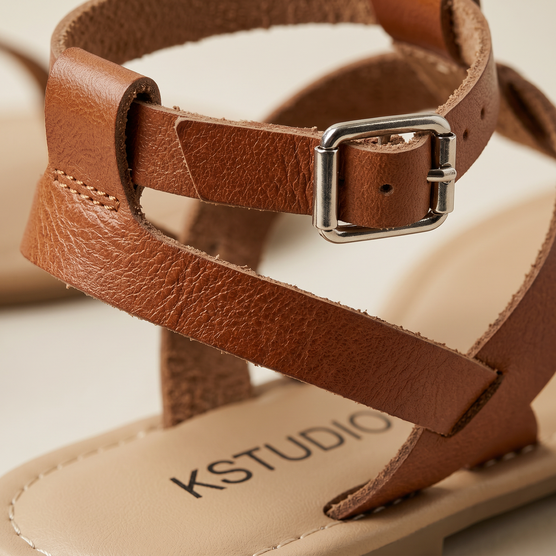 K STUDIO Pansy Flat W Women Casual Sandals Tan