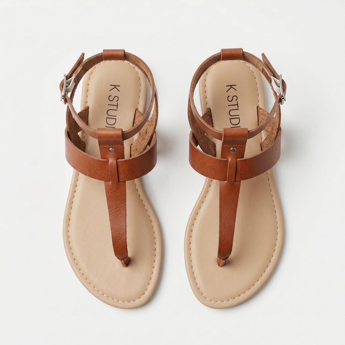 K STUDIO Pansy Flat W Women Casual Sandals Tan