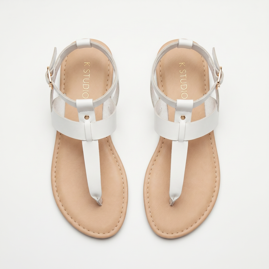 K STUDIO Pansy Flat W Women Casual Sandals White