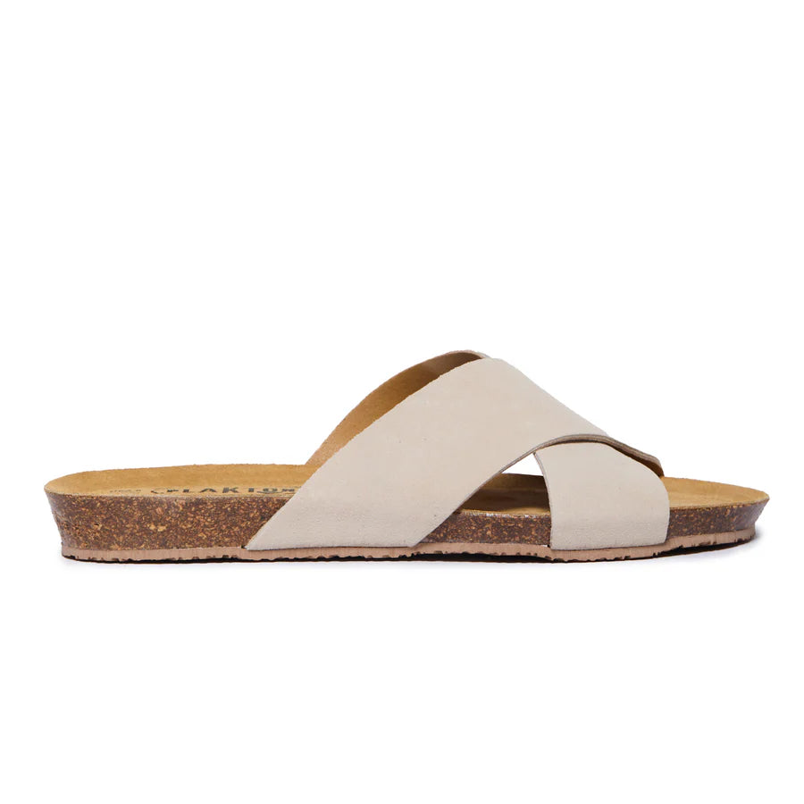 PLAKTON Faro W Women Sandals Slides Beige Suede