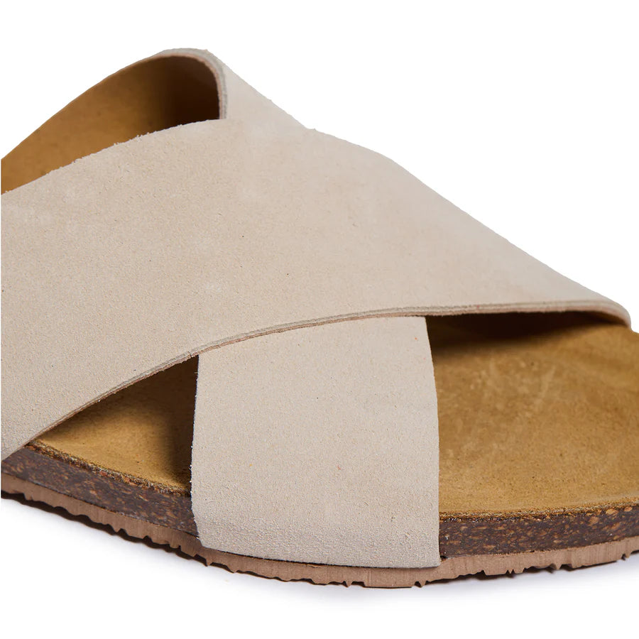 PLAKTON Faro W Women Sandals Slides Beige Suede