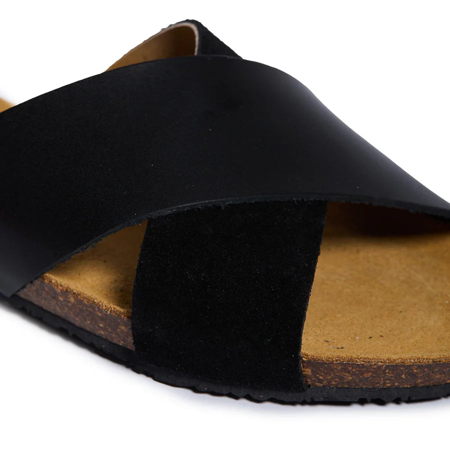 PLAKTON Faro W Femmes Sandales Slides cuir noir