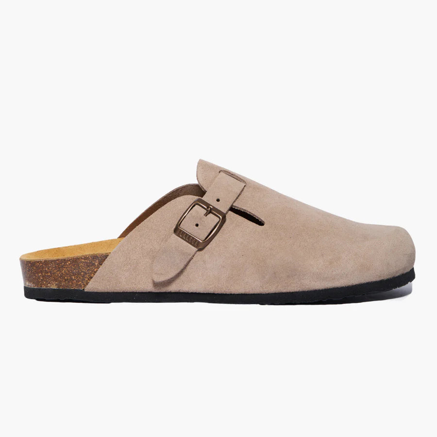 PLAKTON Blogg Clog W Women Casual Sandals taupe gray Suede