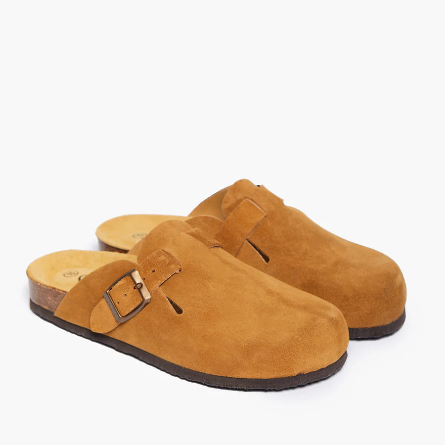 PLAKTON Blogg Clog W Women Casual Sandals  Dark Tan Suede