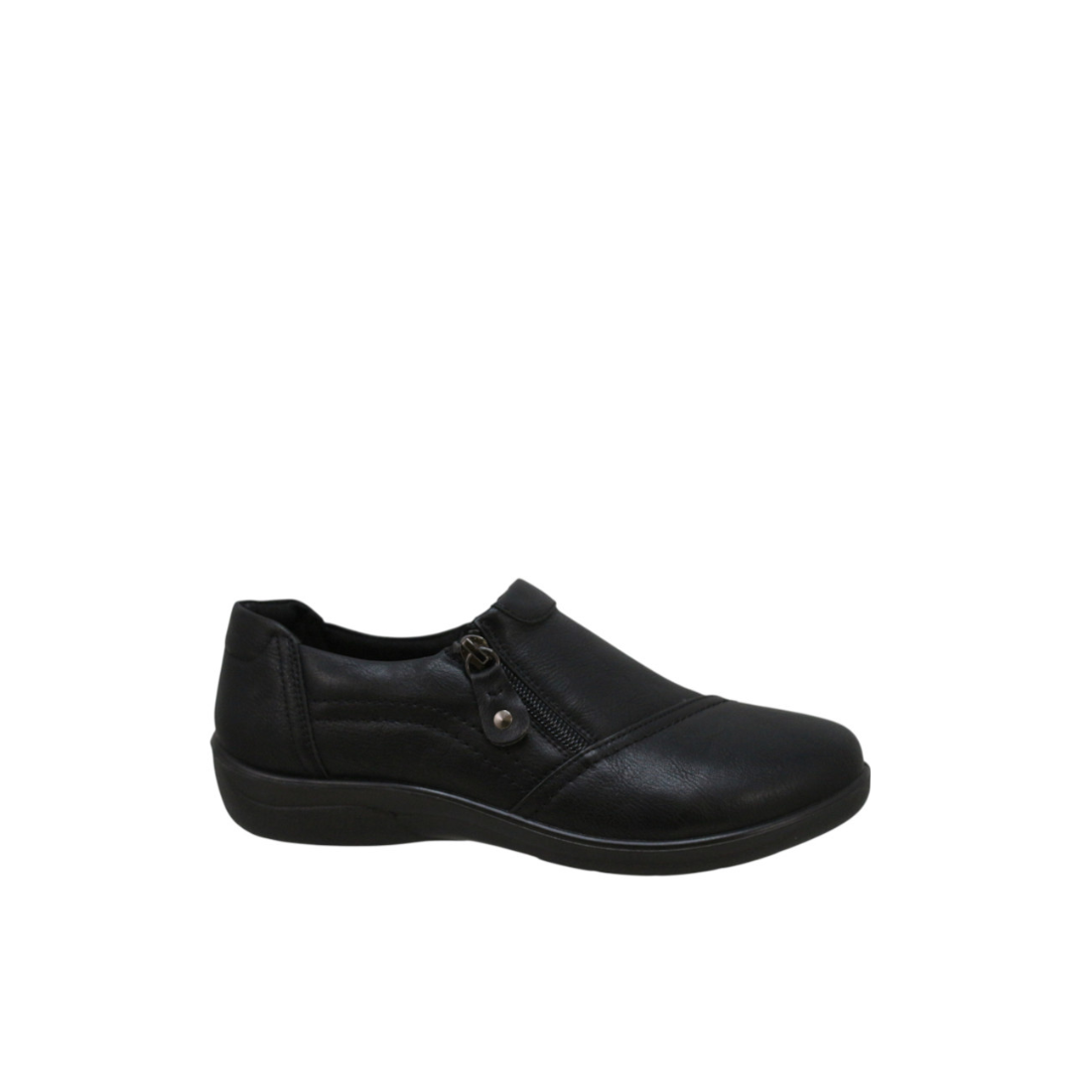SOFT COMFORT Billie Jean Women Casual Comfort flat Shoe in Black with zipper - product view